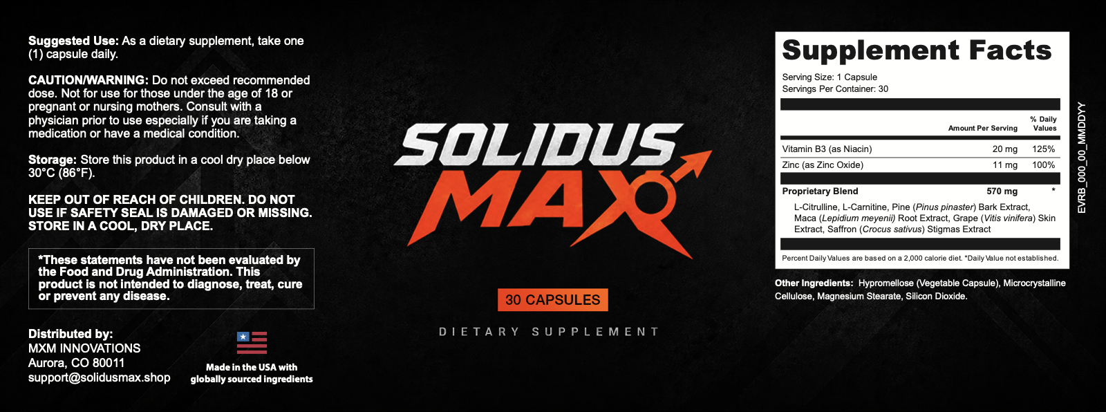 SolidusMax Supplement Label